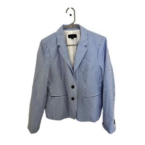J. Crew Striped Seersucker Blazer Jacket Blue and White sz XL